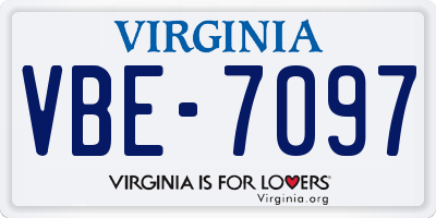 VA license plate VBE7097