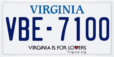 VA license plate VBE7100