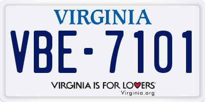 VA license plate VBE7101