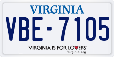 VA license plate VBE7105