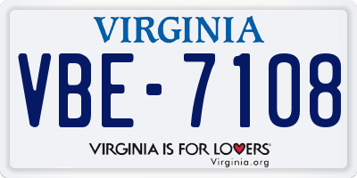 VA license plate VBE7108