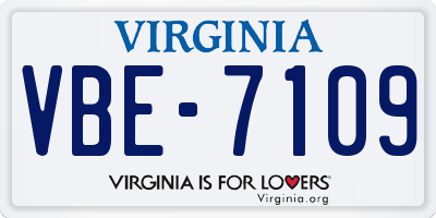 VA license plate VBE7109