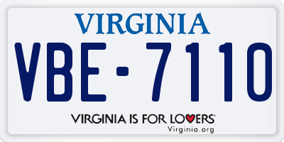 VA license plate VBE7110