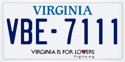 VA license plate VBE7111
