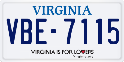 VA license plate VBE7115