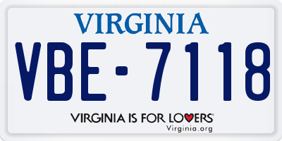 VA license plate VBE7118