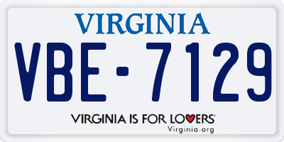 VA license plate VBE7129