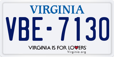 VA license plate VBE7130