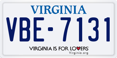 VA license plate VBE7131