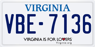 VA license plate VBE7136
