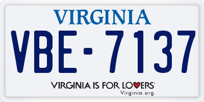 VA license plate VBE7137