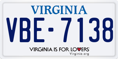 VA license plate VBE7138