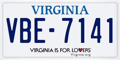 VA license plate VBE7141