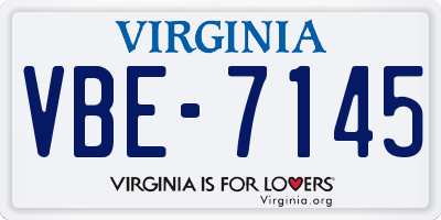 VA license plate VBE7145
