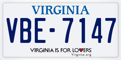 VA license plate VBE7147