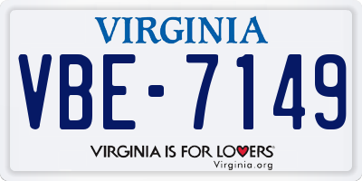 VA license plate VBE7149