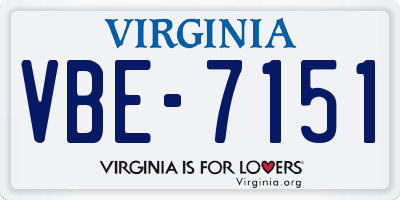 VA license plate VBE7151