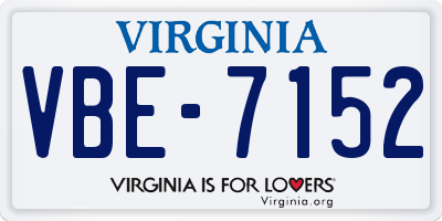 VA license plate VBE7152