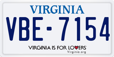 VA license plate VBE7154