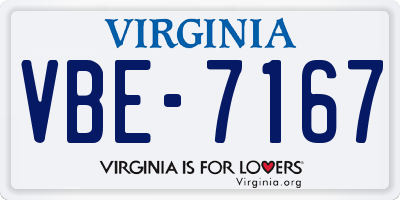 VA license plate VBE7167