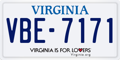 VA license plate VBE7171