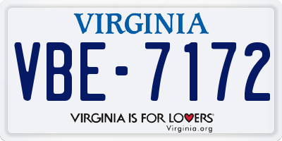 VA license plate VBE7172