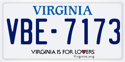 VA license plate VBE7173