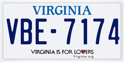 VA license plate VBE7174