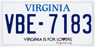 VA license plate VBE7183