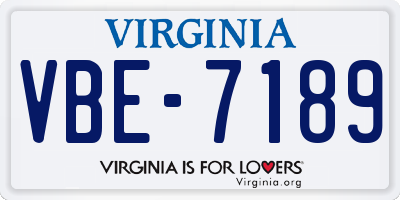 VA license plate VBE7189