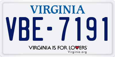VA license plate VBE7191