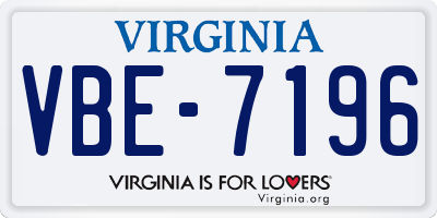 VA license plate VBE7196