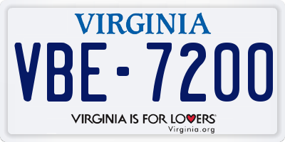 VA license plate VBE7200