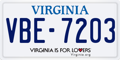 VA license plate VBE7203