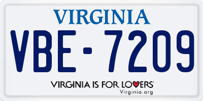 VA license plate VBE7209
