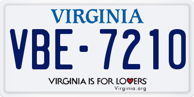 VA license plate VBE7210