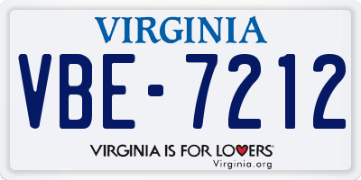 VA license plate VBE7212