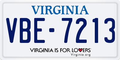 VA license plate VBE7213