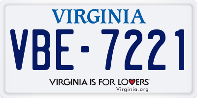 VA license plate VBE7221