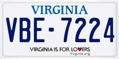 VA license plate VBE7224