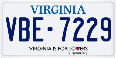 VA license plate VBE7229