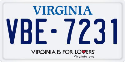 VA license plate VBE7231
