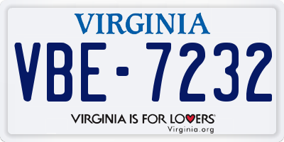 VA license plate VBE7232