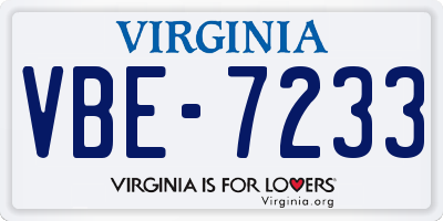 VA license plate VBE7233