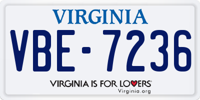 VA license plate VBE7236