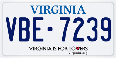 VA license plate VBE7239