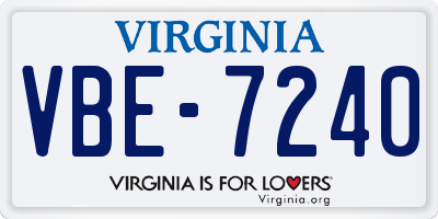 VA license plate VBE7240