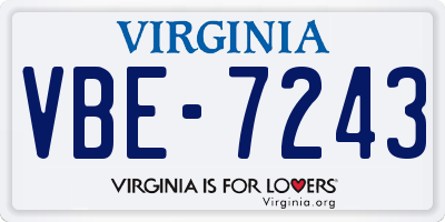 VA license plate VBE7243