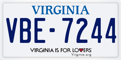 VA license plate VBE7244