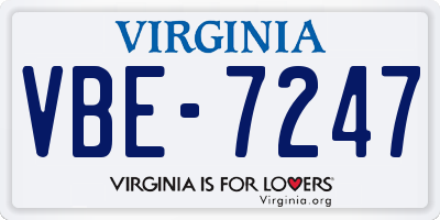 VA license plate VBE7247